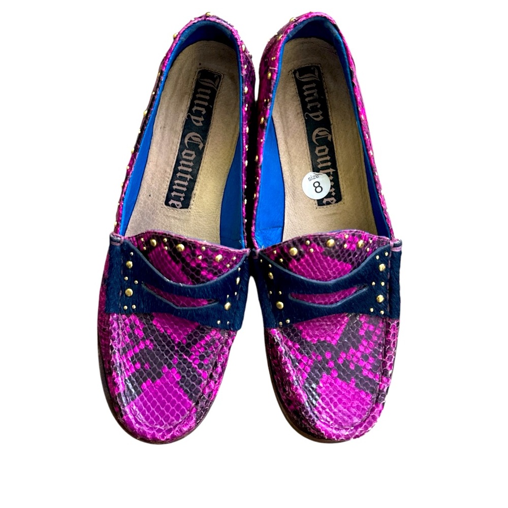 Juicy Couture Pink snakeskin Leather Yara Loafers